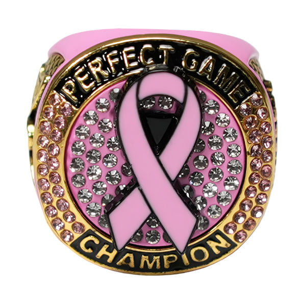 Perfect Game Breast Cancer Ribbon Ring Gold