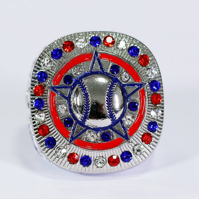 Generic Baseball/Softball Ring 10 Red-White-Blue/Silver Front