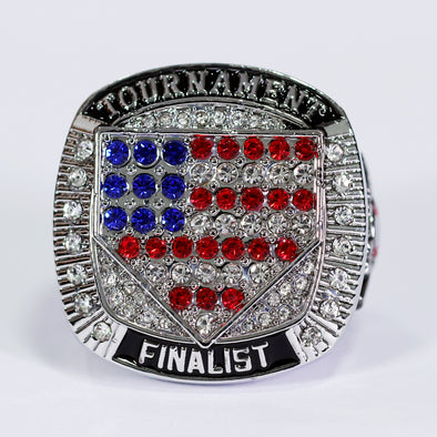 American Flag Home Plate Ring 11 Red-White-Blue/Silver Front